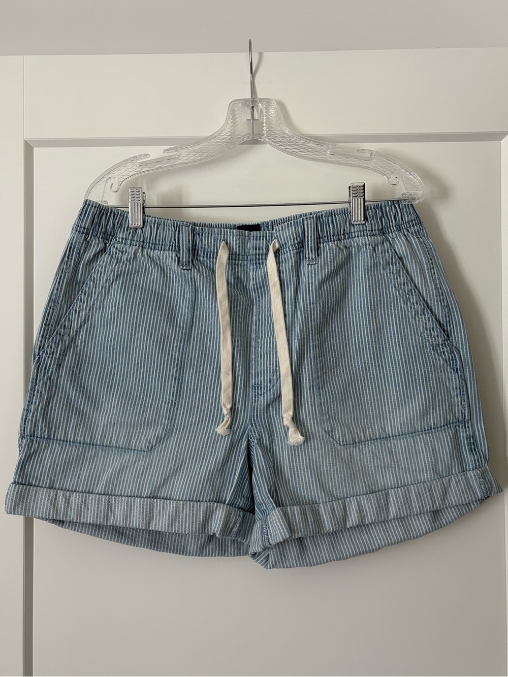 GAP Denim Blue Pinstripe Drawstring Casual Shorts